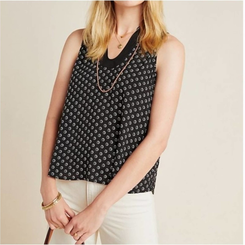 Size 0 Maeve by Anthropologie Melange black circle blouse